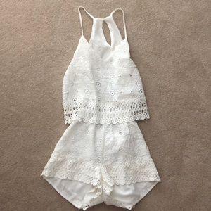 JOA white lace romper size small